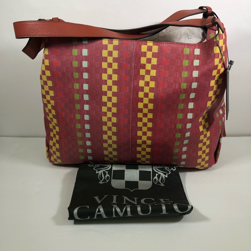 Vince Camuto Red Woven Tania Tote Genuine Leather VC-TANIA-TO